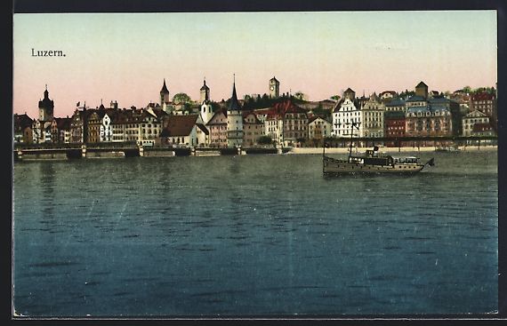 Cartes postales: AK Luzern, Uferpartie mit Dampfer – D'occasion à Berlin par bartko-reher