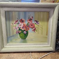 Gemälde Blumen in Vase mit Rahmen von R. Gabler 53