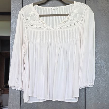 🐸 MAISON 123 BLUSE TUNIKA 40 MIT BIESEN UND SPITZE