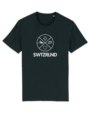 SWTZRLND Herren T-Shirt, schwarz, S Schwiiz Schweiz Swiss