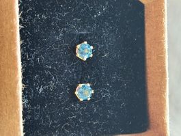 Luxuriöse Gold 585 Ohrstecker mit London Blue Topas