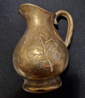 Antiker Krug aus Messing mit Baum-Motiv, Vintage Deko