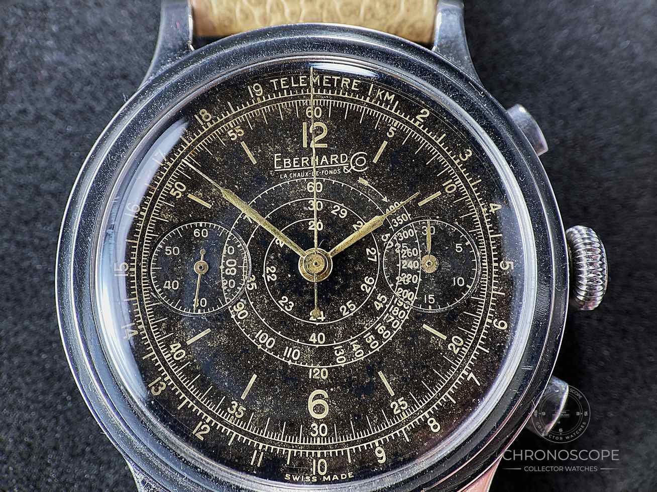 Eberhard & Co. Orologi: Eberhard Pre Extra Fort Chronograph Galvanic Multiscale Gilt – Usato da Luzern venduto da ChronoScope6004 3