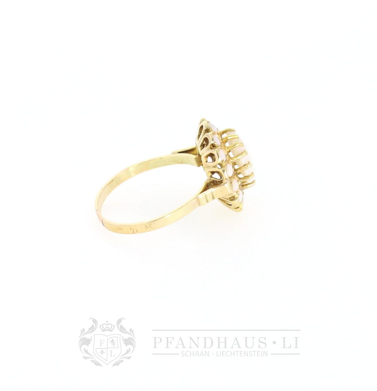 Anelli: LIEBENSWERTER RING AUS 14K GOLD MIT MILCHOPALEN – Usato da Schaan venduto da Pfandhaus-LI 7