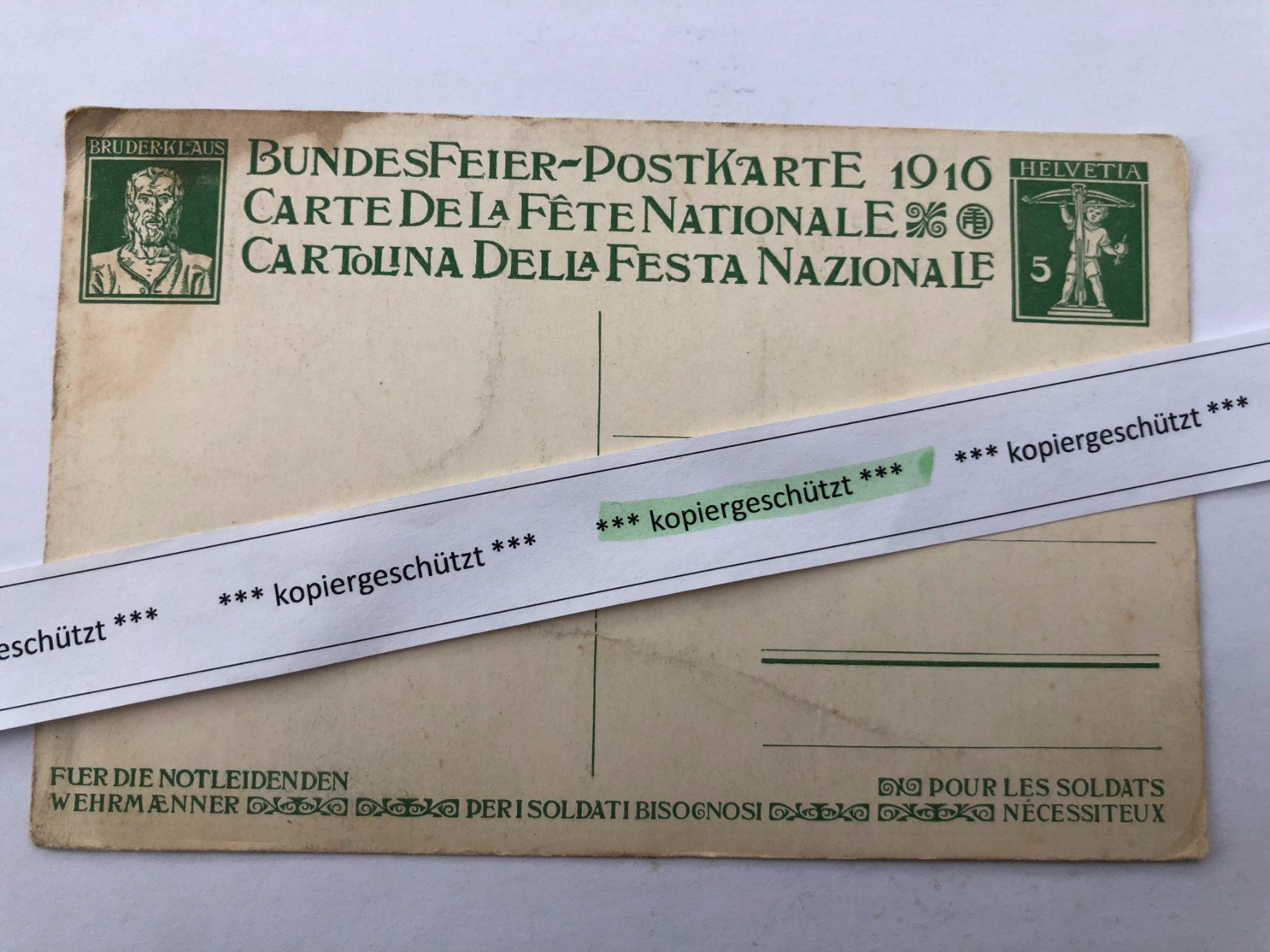 Cartoline postali: Bundesfeier 1916 ungelaufen alt – Nuovo (secondo la descrizione) da Hefenhofen venduto da Bierinder 1