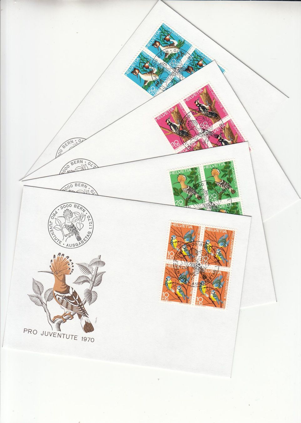 Alle Briefmarken: SBK J232 - J235 im 4er-Block FDC – Gebraucht aus Bürglen TG von StampGraf