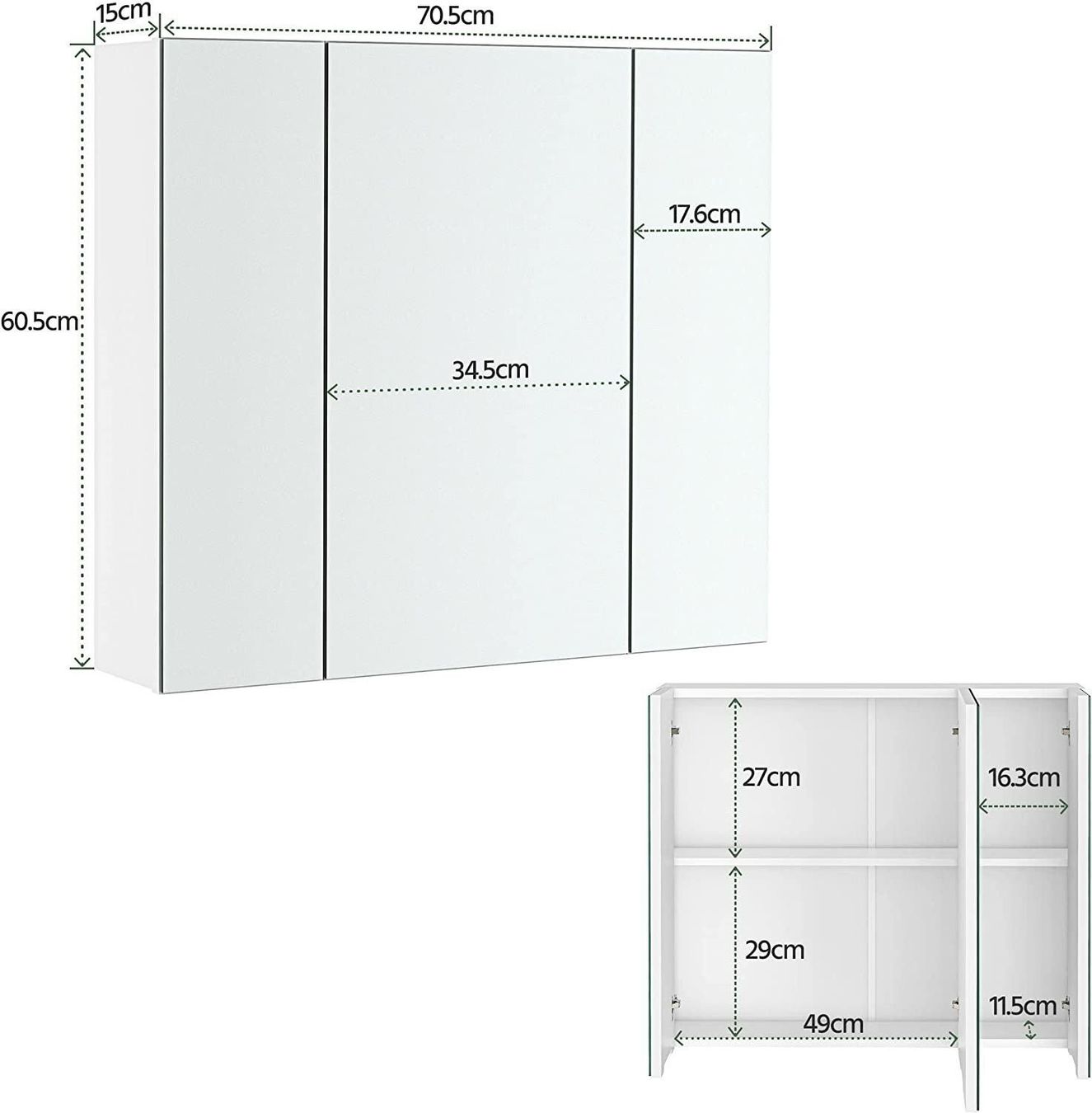 Armadietti a specchio: Spiegelschrank mit 3 Spielgeltüren – Nuovo e nell'imballaggio originale da Bottighofen venduto da zaap 1