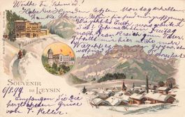 Leysin VD Winterpanorama Litho