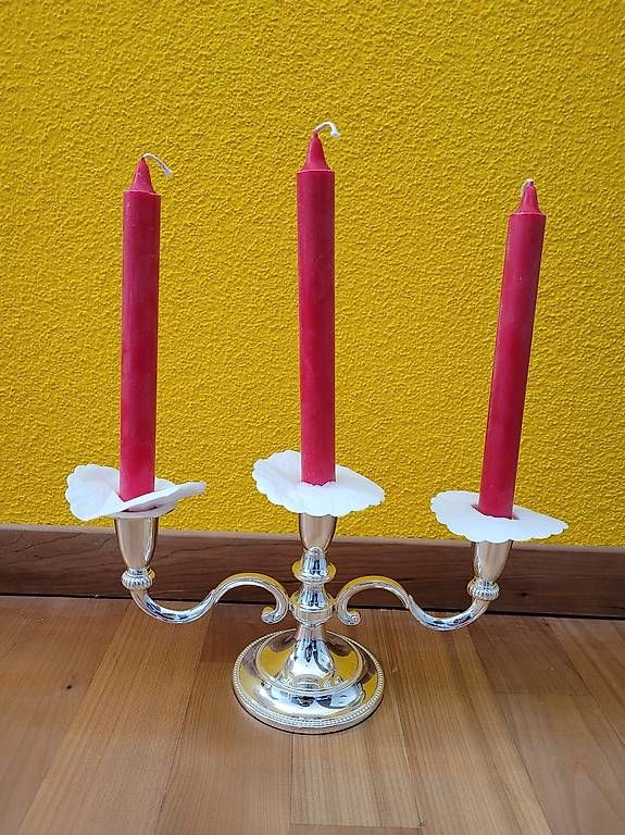 Portacandele: Kerzenständer Leuchter 3-armig versilbert  – Usato da Spreitenbach venduto da dde_5k86