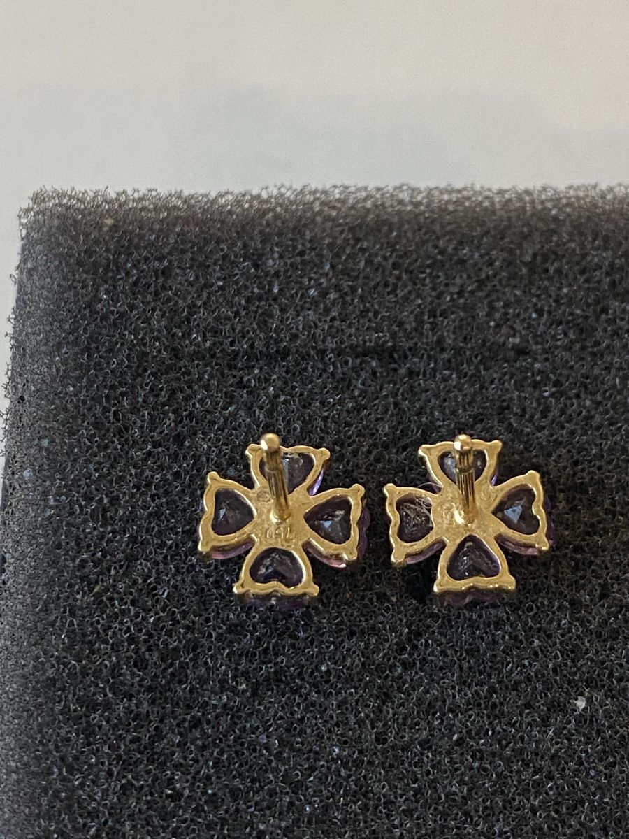 Christ Orecchini pendenti & Orecchini a lobo: Ohrstecker Kleeblatt Design echte Amethysten – Usato da Engelburg venduto da Lallylala 1