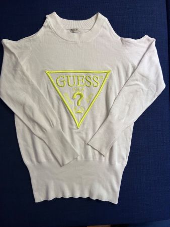 Guess white knitted off shoulder top