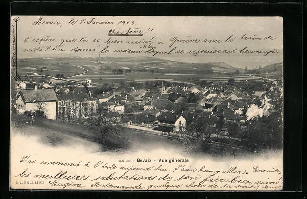 Ansichtskarten: AK Bevaix, Vue generale, 1903 – Gebraucht aus Berlin von bartko-reher