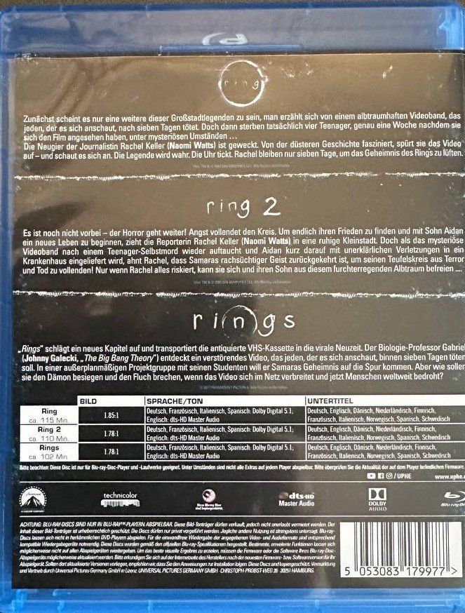 Tutti i DVDs: Blu-ray Ring Trilogie, 3 Filme Collection, Horrorfilme – Usato da Beringen venduto da Mantafisch1 1