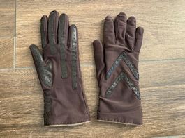 Handschuhe mit Ledereinsatz braun Gr. 7