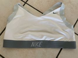 Nike Sport BH Dri-Fit Weiss Grau Gr. L guter Zustand