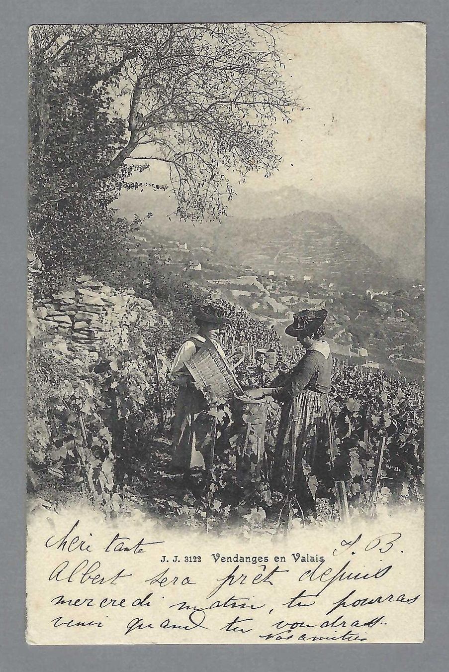 Cartoline postali: 1905, VALAIS, VENDANGES, TRÈS BELLE CARTE – Usato da Pura venduto da ulisse1957