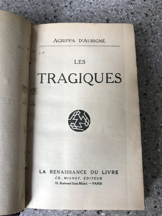 Livre : Les tragiques Tome 1 (Agrippa d'Aubigné