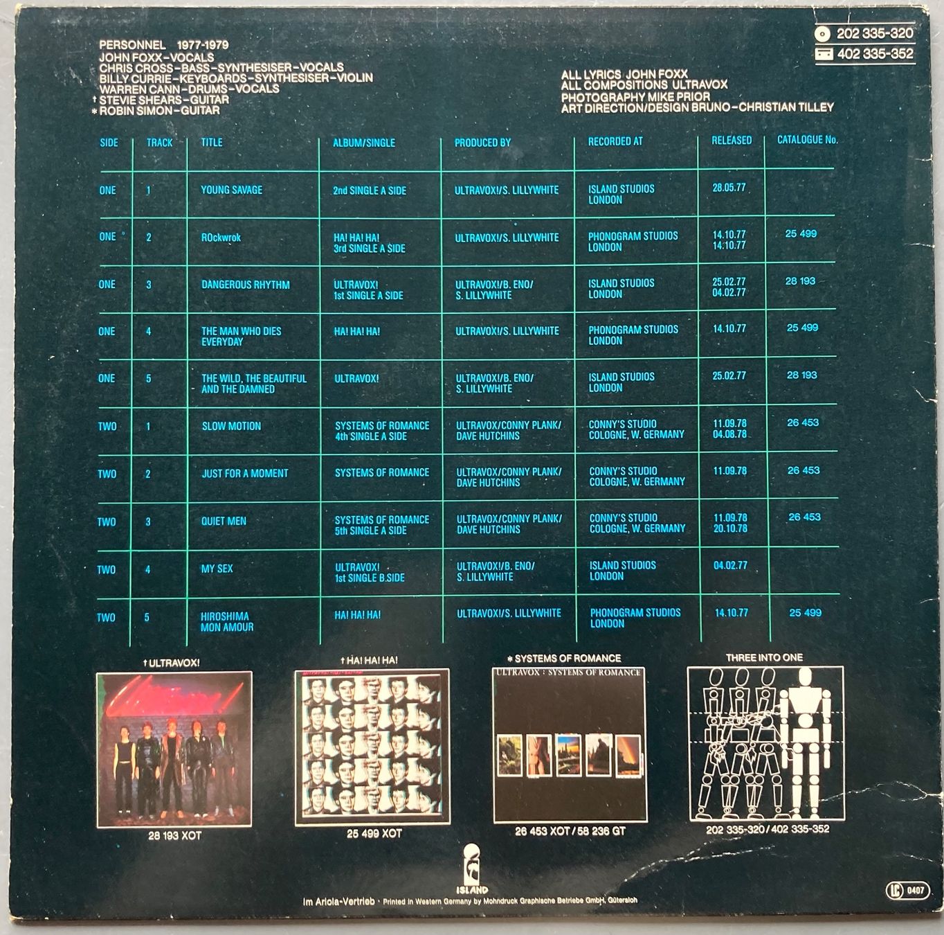 Schallplatten: ULTRAVOX - THREE INTO ONE – Gebraucht aus Poliez-Pittet von Newtown-Records 1