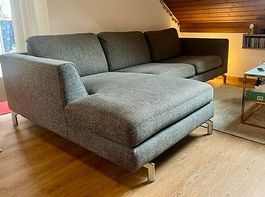 Gebrauchtes, bequemes Pfister-Ecksofa, grau meliert
