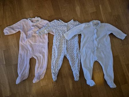 3-er Set Pyjama mit Füssen, Grösse 71/74