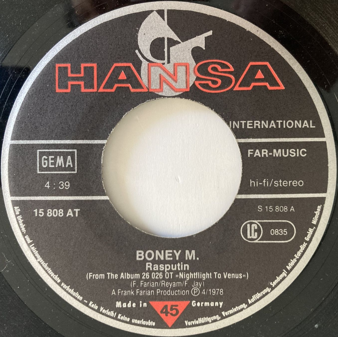 Dischi in vinile: BONEY M. - RASPUTIN – Usato da Bottens venduto da hotter-than-hell 2