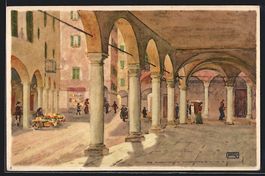 Künstler-AK Lugano Vecchio, Via Pessina
