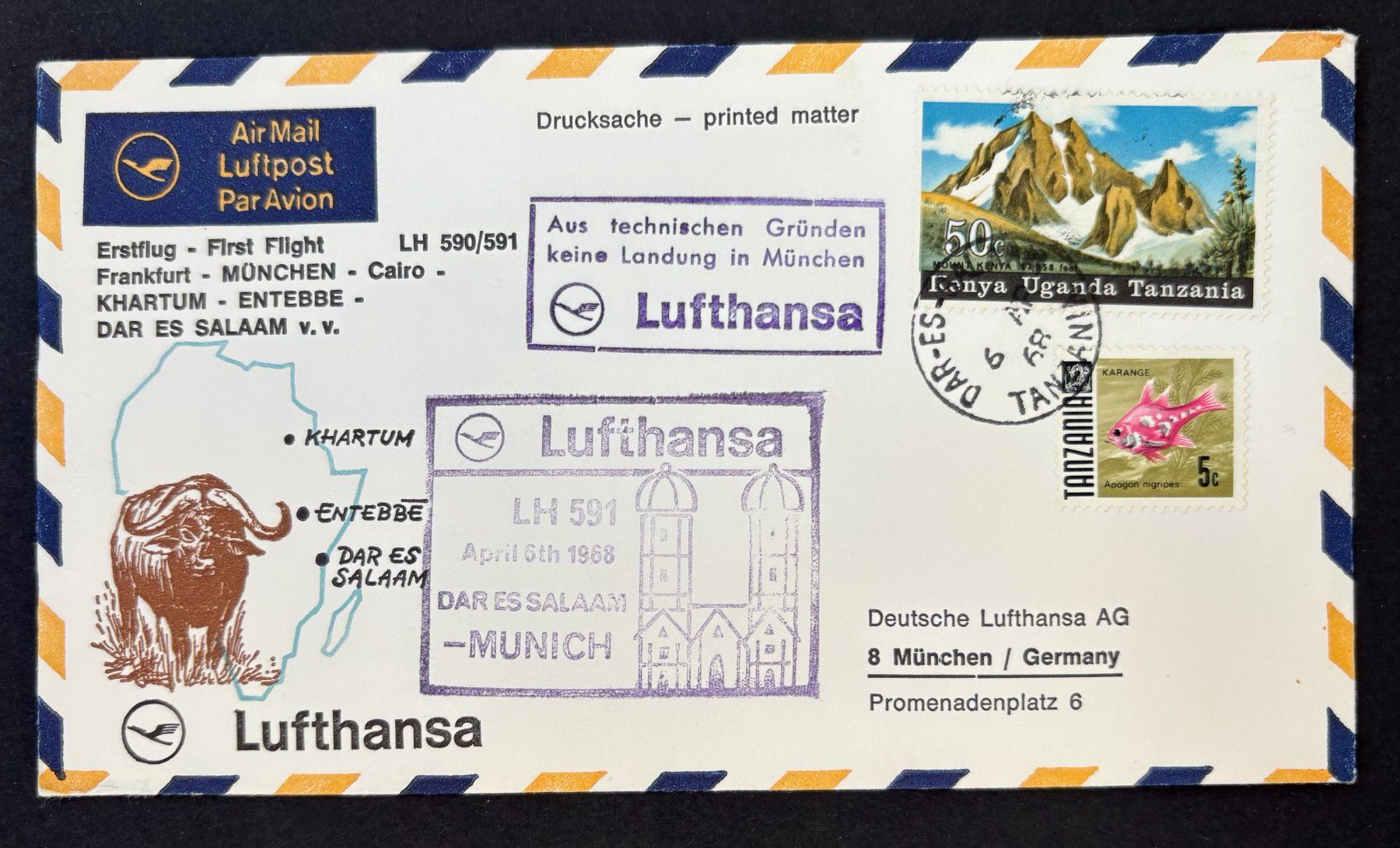 Tutti i francobolli: LUFTHANSA ERSTFLUG LH590/591 – Usato da Ostermundigen venduto da wini63