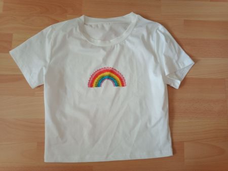 Crop Top T-Shirt Regenbogen Rainbow Print Gr. S