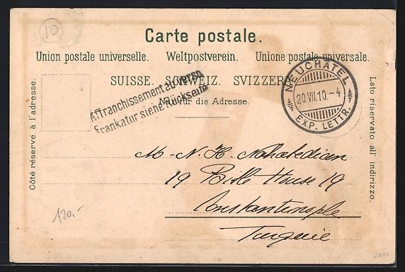 Cartoline postali: Litho Neuchatel, Ritter mit Wappen, 1910 – Usato da Berlin venduto da bartko-reher 1