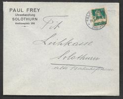 Solothurn Bedarfsbrief Paul Frey Uhrenhandlung 29.1.1929