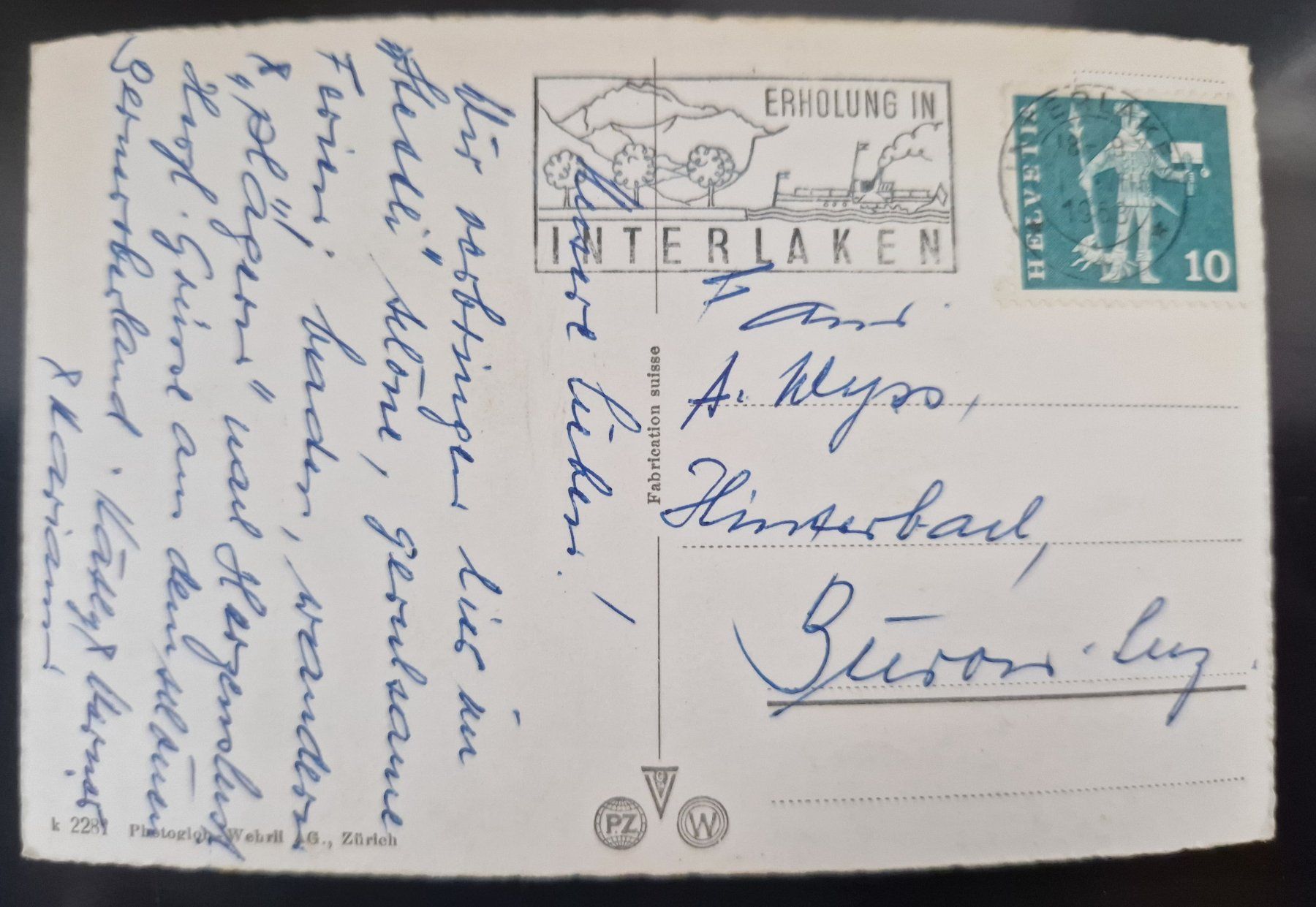 Cartoline postali: Interlaken Alp mit Kühen 1963 – Usato da Melchnau venduto da Arthurius 1