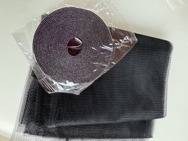2 x Moskitonetz   feinstes Gitter   130x150 schwarz  + Klett