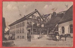 Münchenstein - Kutsche vor Gasthof zum Rössli - ca. 1915