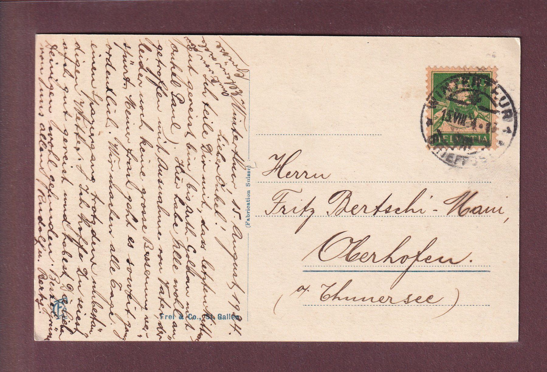 Ansichtskarten: WINTERTHUR - Stadthaus - Leute - 1924 – Gebraucht aus Pully von nicecards 1