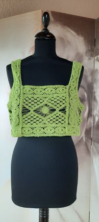 🌿 ZARA  Gr S 36 Häkel Top Grün Boho Festival shabby chic