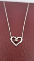 Edle Herz-Kette 18K Weissgold 750 mit Diamant-Solitär