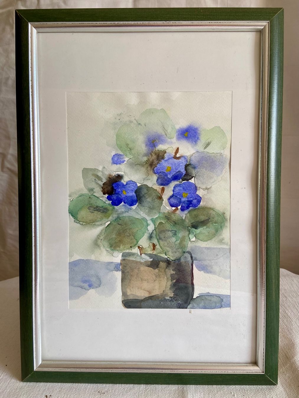 Dipinti: Original Aquarell "Usambaraveilchen im Topf" – Usato da St. Gallen venduto da cibello
