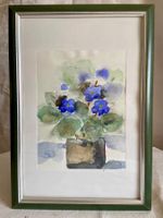 Original Aquarell "Usambaraveilchen im Topf"