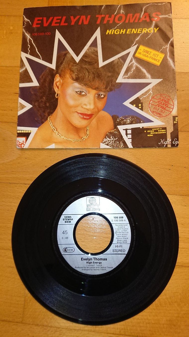 Dischi in vinile: Evelyn Thomas - High Energy - Single 1984 – Usato da Egg b. Zürich venduto da orwell1984