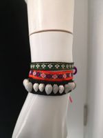 🤩BOHO-CHIC 3 ETHNO ARMBÄNDER MIT MUSCHELN & STICKEREI NEU