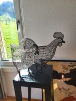2 Skulpturen, Drahtfiguren Hahn und Henne von Hand erstellt