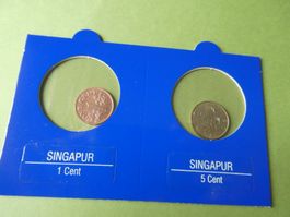 Singapore, Set 2 alte unzirkulierte Münzen