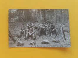 Carte postale ancienne, troupe de soldats