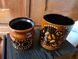 Tasse und Dose braun Keramik