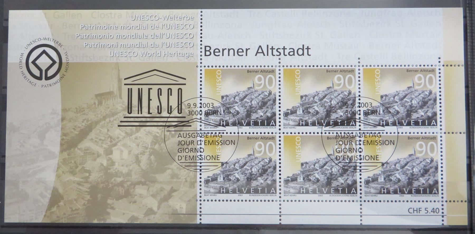 Tutti i francobolli: 2003/4 UNESCO - Welterbe der Schweiz ET – Usato da Spiez venduto da Crazyduck 2
