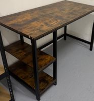 Bureau avec étagères bois et métal marron noir
