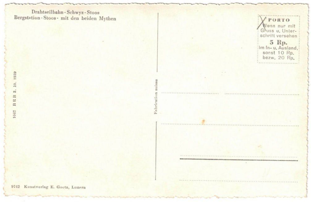 Cartes postales: Stoos - Standseilbahn mit Mythen – D'occasion à Binningen par Mountainrider 1