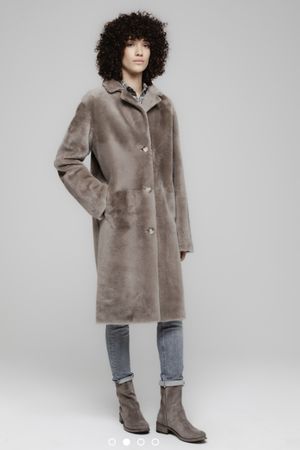 New ARMA Wendbarer Ledermantel/Lammfehl GREY/TAUPE  EU40
