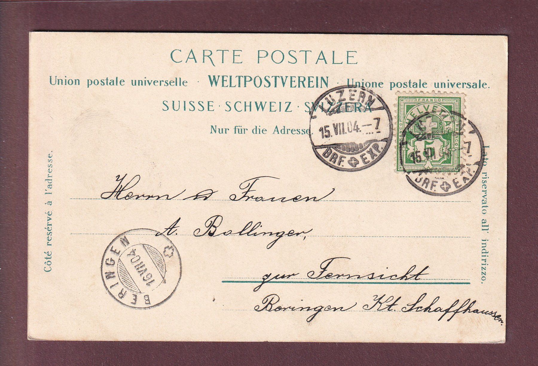 Ansichtskarten: LUZERN - Promenade - Pilatus - 1904 – Gebraucht aus Pully von nicecards 1