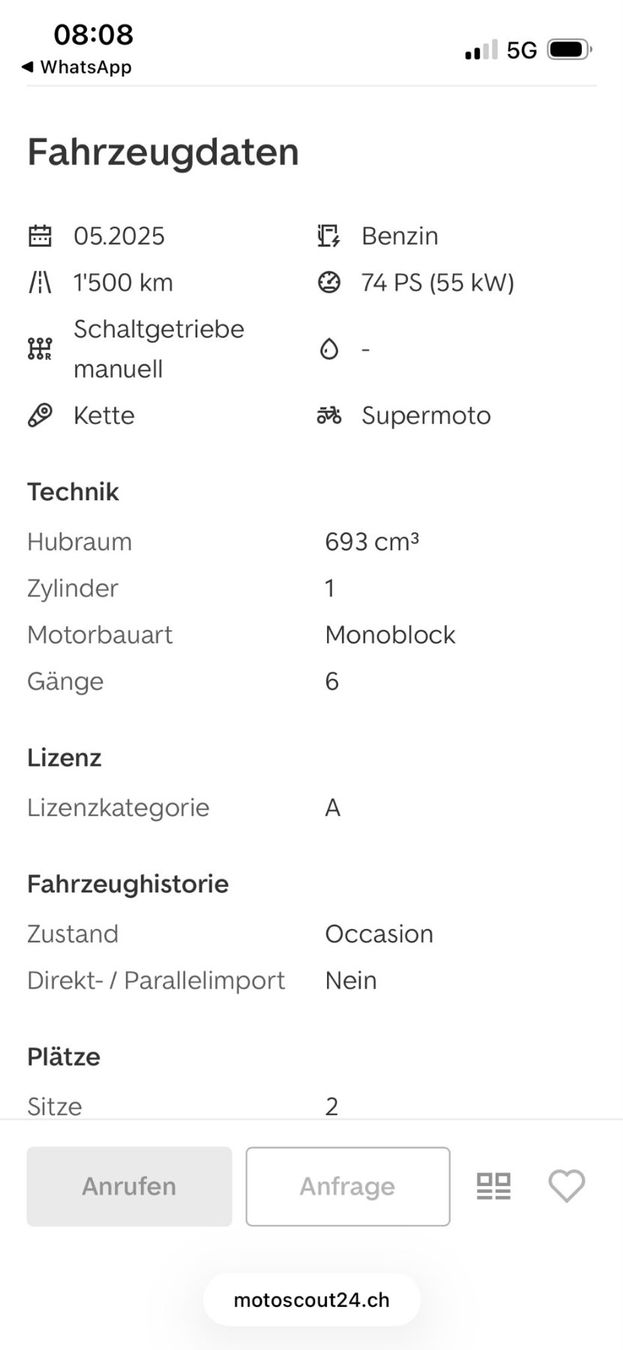 Husqvarna Strasse: Husqvarna 701 Supermoto – Neu (gemäss Beschreibung) aus Fällanden von Krisch187 8